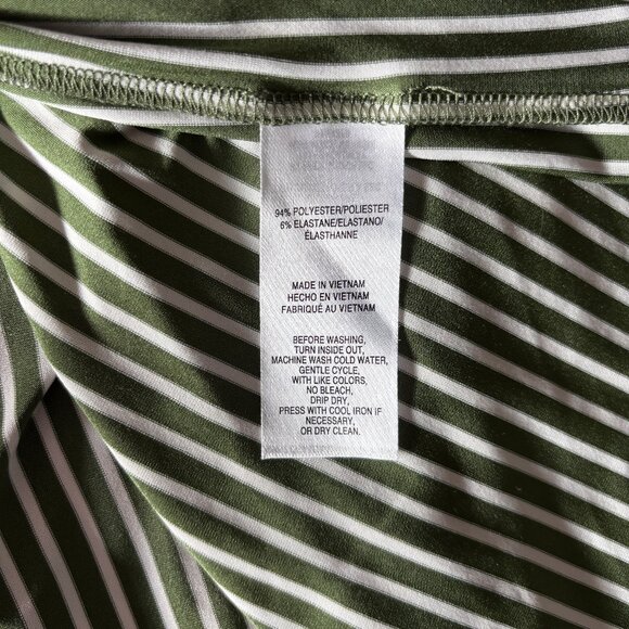 Jones New York Non-Iron Green Striped Blouse - Size M/L - Picture 7 of 11
